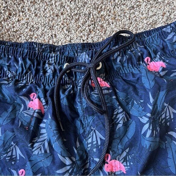 Beverly Hills Polo Club Navy Pink Flamingo Swim Trunks Size Large - Picture 4 of 9